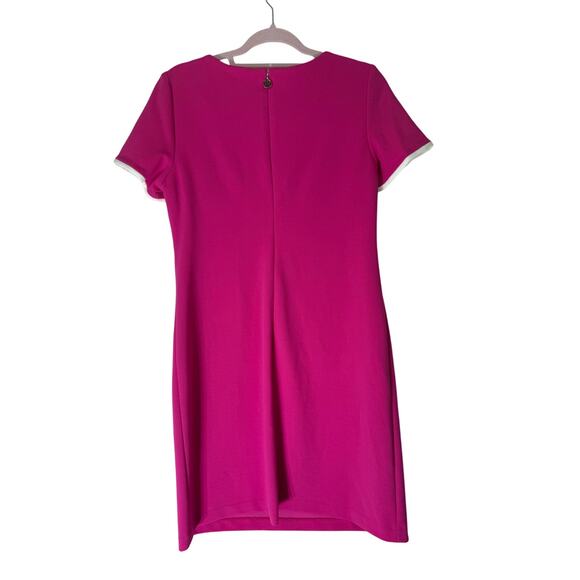 Tommy Hilfiger Pink White w/ Gold Short Sleeve Sheath To Knee Dress Size 10 - Picture 5 of 10